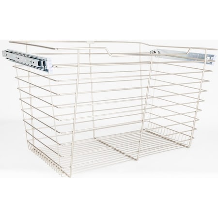 Hardware Resources Satin Nickel Closet Pullout Basket with Slides 14"Dx29"Wx17"H POB1-142917SN